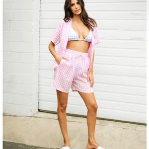 Frankie’s Bikinis Lou Linen Shorts Gingham Picnic